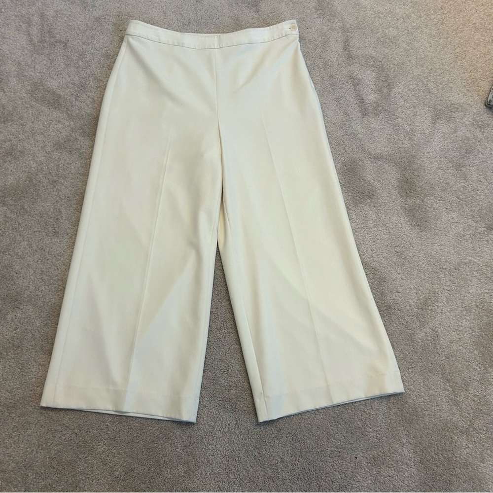 Lauren Ralph Lauren light cream wide leg cropped culottes pants fully lined 10